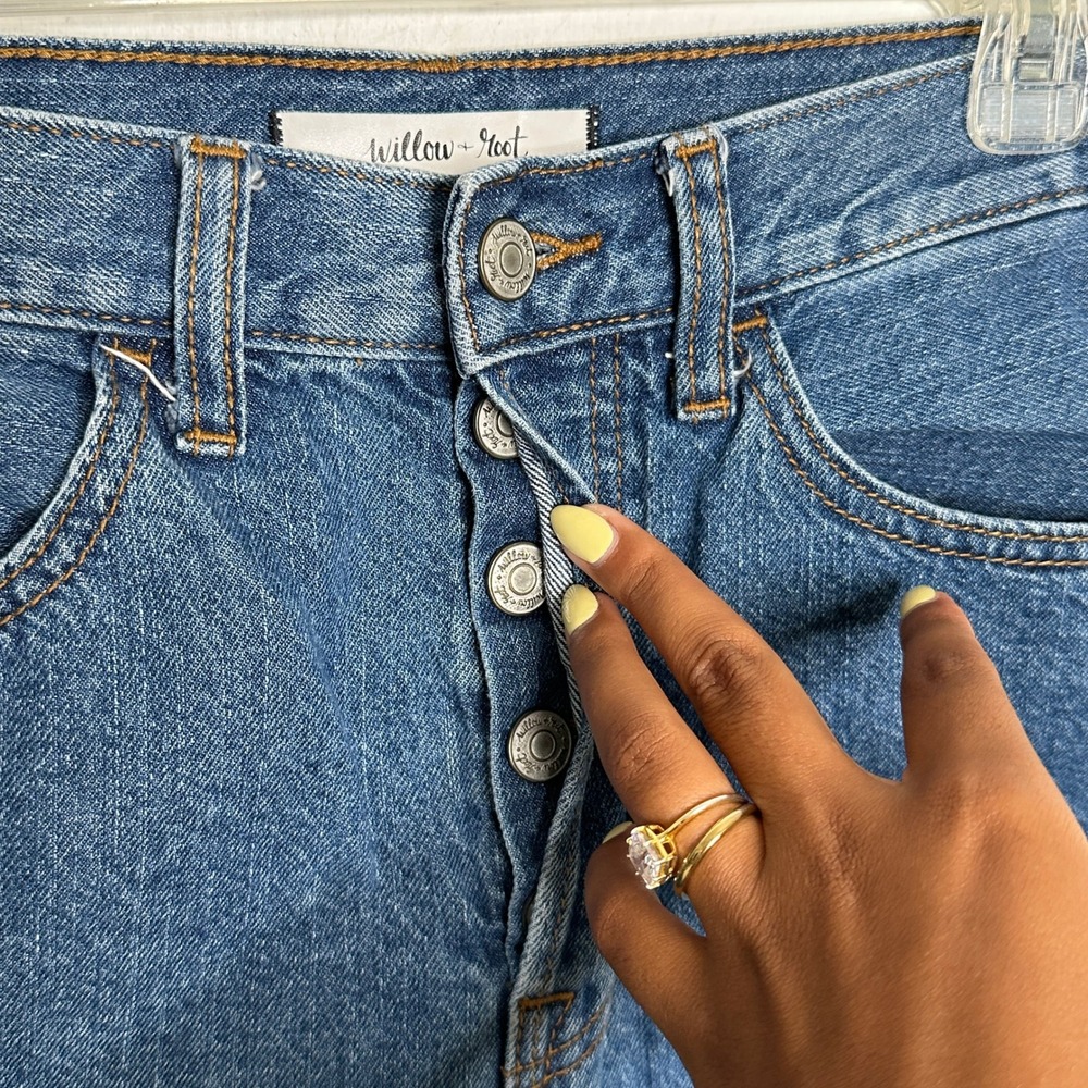 Willow + Root The Camp Short Womens Small Blue Denim High Rise Button Fly Shorts - Picture 3 of 5